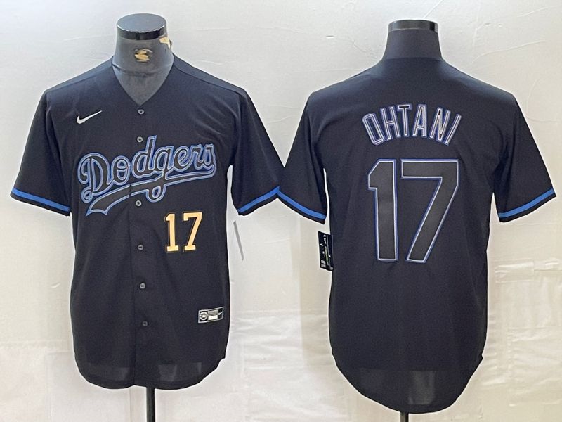 Men Los Angeles Dodgers #17 Ohtani Black Fashion Nike Game MLB Jersey style 12